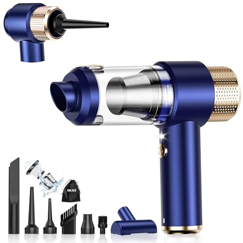 Mini Vacuum Cleaner, 15000PA Car Vacuum Cleaner Portable Cordless with LED Light, 4 in 1 Air Duster and Handheld Small Vacuum Rechargeable for Car, Home, Office, Pet(Blue)