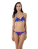 RELLECIGA Women's Bikini Set Bow Minimal Push Up Halter Top Side Tie Swimwear