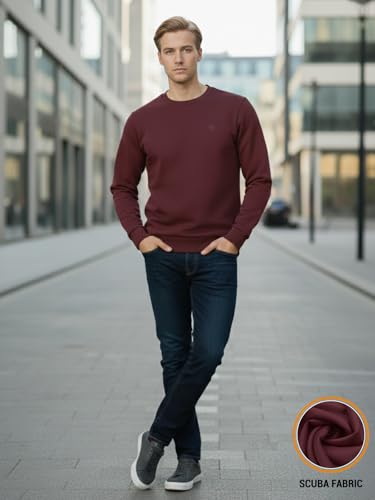 Image of ONN Men's Round Neck Full Sleeves Solid Scuba Sweatshirt | Both Side Pocket | Sweatshirt for Men | Style - 1222