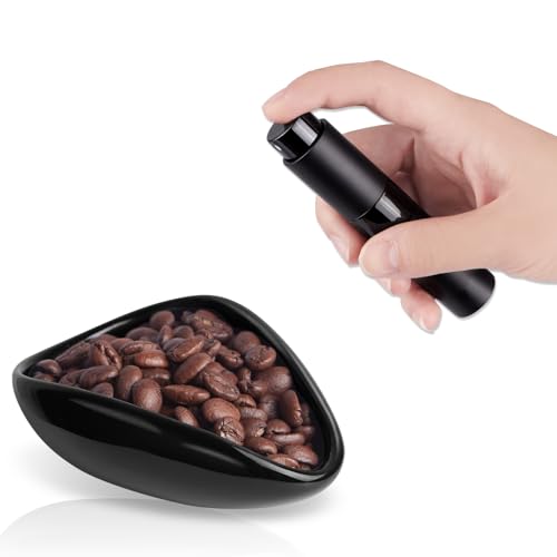 FEUNLEM Coffee Bean Dosing Cup and Spray Bottle Set - Ceramic Espresso Accessories Kit 8ml Static Reducing Sprayer for Cafe Home Use | Barista-Approved Dosing Tools (Black)