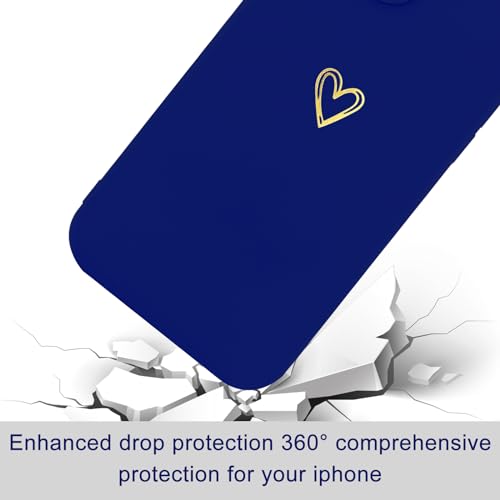 Image of Wirvyuer for iPhone 14 Case Cute Heart Pattern Soft Shockproof Slim Protective Silicone Phone Case Cover for Women Girls, Klein Blue