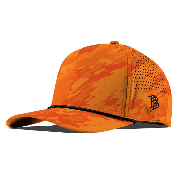 Branded Bills Bare Curved 5 Panel Rope Hat for Men Adjustable Golf Water Resistant Snapback Baseball Cap Blaze Orange Camo
