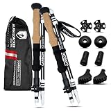 ALPIN LOACKER Wanderstöcke faltbar Carbon mit Korkgriff I Nordic Walking Stöcke Damen I Leichte Faltbare Trekkingstöcke Teleskop für Bergsport, 115-135 cm