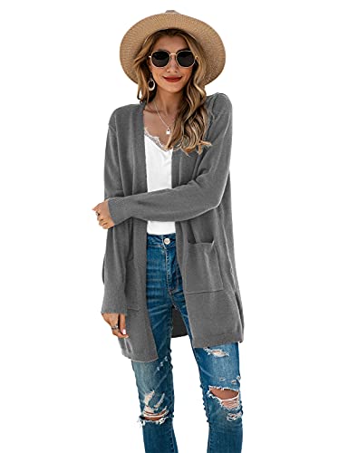 Image of TASAMO Cardigan Sweaters for Women Long Sleeve Open Front Casual Knit Fall Coat Oversized Soft Outwear with Pockets