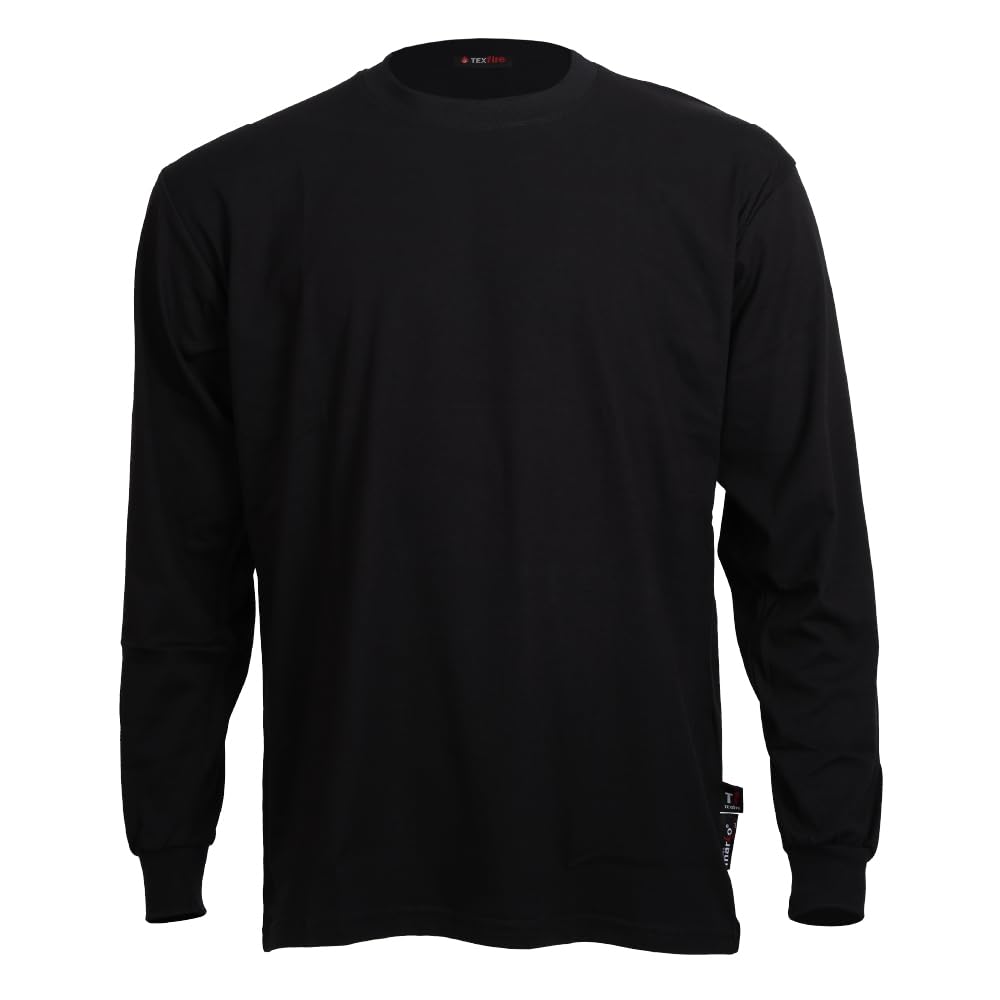 Texfire | Flame Retardant Long-Sleeve Shirt for Welders EPI CAT II and CE Certified. Protection Against Welding Sparks or Radial Cutting. (UK, Alpha, S, Regular, Regular, Black)