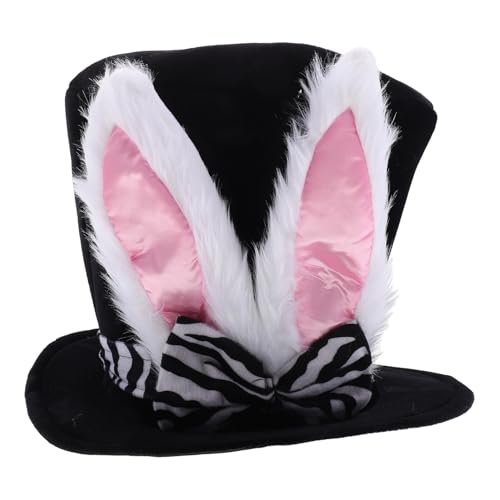Vaguelly Sombrero de Pascua Orejas de Conejo de Felpa, Sombrero de Copa Pequeño Alto para Disfraz y Fiesta, Accesorio Cómodo y Transpirable para Cosplay y Decoración Festiva
