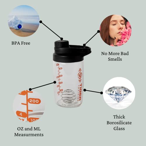 Tiger Training Cleanshake the Original Odor Free Glass Protein Shaker Bottle 700ml, Dishwasher Safe, No More Bad Smells - Image 3