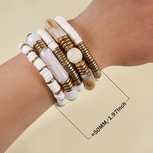 Bamboo Tube Bangles Bracelet Curved Stacking Clear Acrylic Colorful Beads Stretchable Friendship Gold Bracelets Gifts For Bestfriends, Couple, Family Members, Siblings, mother, Lover3