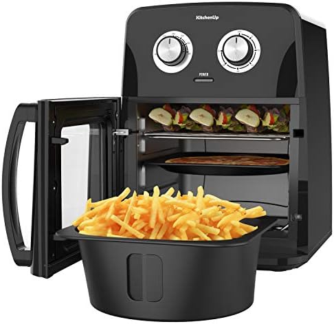 KitchenUp 12 QT Air Fryer Oven Combo, 10-in-1 Auto-Stirring Hot Cooker with Visualized Window, Dishwasher Safe Frying Accessories for Roasting, Reheating and Dehydrating (A Mitt and Recipe Included)