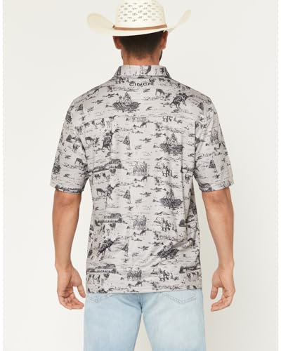 Cinch Men's Grey Western Scene Polo4