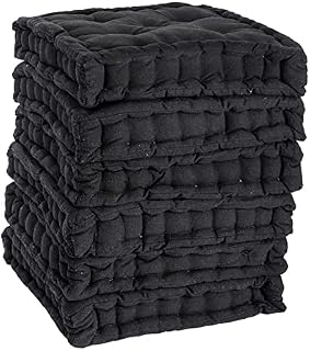 Nicola Spring Dining Chair Cushion Seat Pad Square Padded French Mattress - Black - Pack of 6