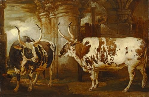 Peinture d'art murale portraits de deux bœufs toile de collection 60x90