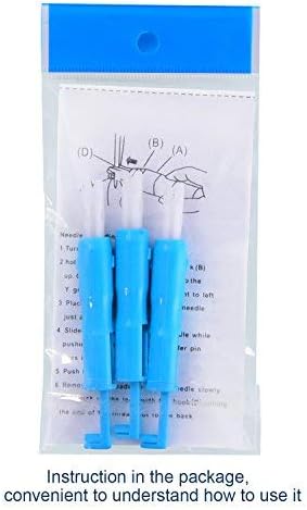 Hicarer 3 Pieces Sewing Needle Inserter Automatic Needle Threader Needle Threading Tool for Sewing Machine (Blue and White)