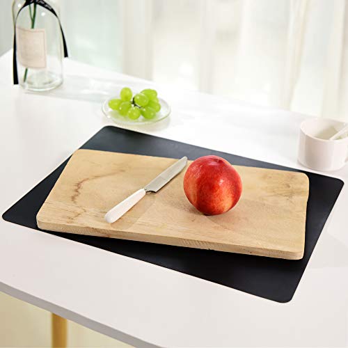 Whalesee Silicone Placemats Set Of 4-Food Grade Waterproof, Stain-Proof, Anti-Slip, Heat-Resistant Thickening, Countertop Protector, Kitchen Countermat, Washable Children's Placemat(Black-2) (92) #TOP2