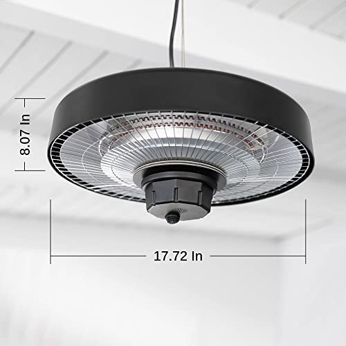 East Oak Patio Heater 1500W, Ceiling Electric Heater With Remote, Hanging Outdoor Heater With Ip65 Waterproof And Dustproof, Tip-Over & Overheating Protection, 2 Heat Settings Infrared Heater #TOP7