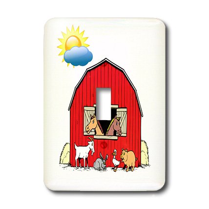 Couverture de commutateur de lumière pour chambre d'enfant motif animaux de la ferme et soleil