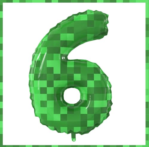 40 Inch Giant Green Pixel Miner Theme Number Foil Balloons Large ...