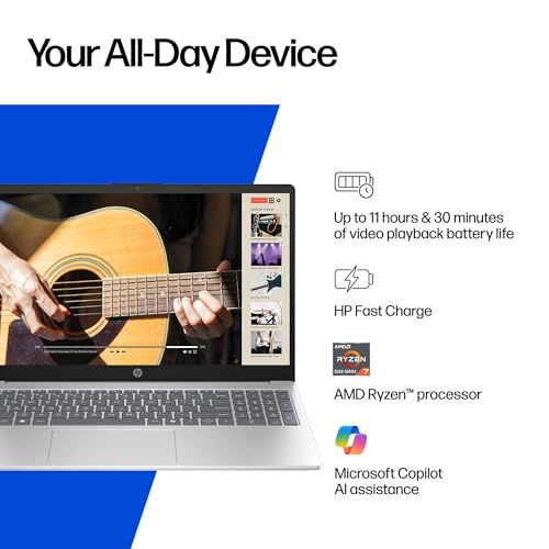 Image of HP Laptop for 2025-2026 Home Student Business, Lifetime MS Office, AI Computer, 15.6 inch FHD, AMD Ryzen 7, 32GB RAM, 1.5TB Storage (1TB SSD+ 500GB Ext), Wi-Fi 6, Privacy Cam, MarxsolAccessory, Win 11 Pro