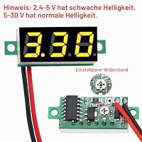 YIXISI 5 Stück 0.28 Zoll Mini Digital Voltmeter, Messbereich DC 2.4V-30V Zwei-Draht Spannungsprüfer, Verpolungsschutz und Genaue Druckmessung (Gelb) – Ansicht 3