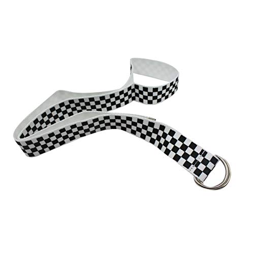 AIBEARTY Canvas Web Double D Ring Plaid Belt Silver Buckle Long Waistband for Women Men Teens3