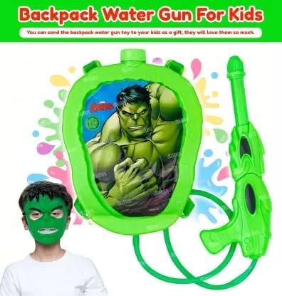 Image of Hulk Holi Pichkari Toy Gun Pressure Mechanism for Long Throw II Hulk Back Holding Tank, Mask with Pichkari Herbal (1000ml)