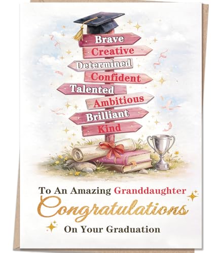 Mcduldul Graduation Card for Granddaughter, Congrats Grad Granddaughter Gifts Card for High School, College, University, 2026 Graduation Party