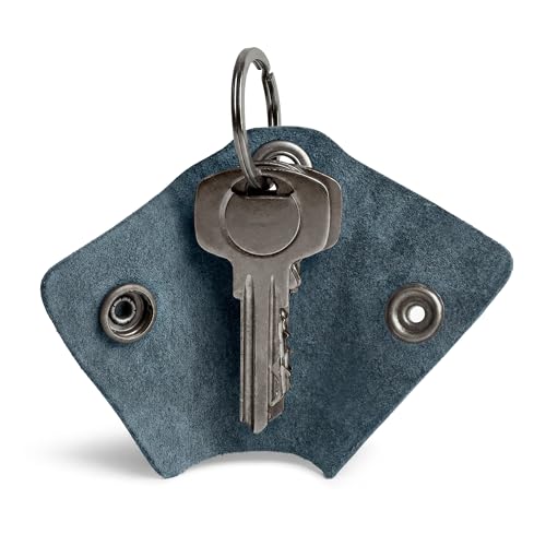 Image of Hide & Drink Full Grain Leather Wrap Keychain, Organizer Snap Closure, Key Ring Cover, Silencer Sleeve Key Holder for Men