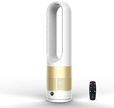 Ventilador de columna sin pala, 56 cm, ventilador de torre silenciosa, con mando a distancia, 8 velocidades, oscilación 80°, pantalla LED, temporizador 8h, ventilador sin hoja para salón y dormitorio