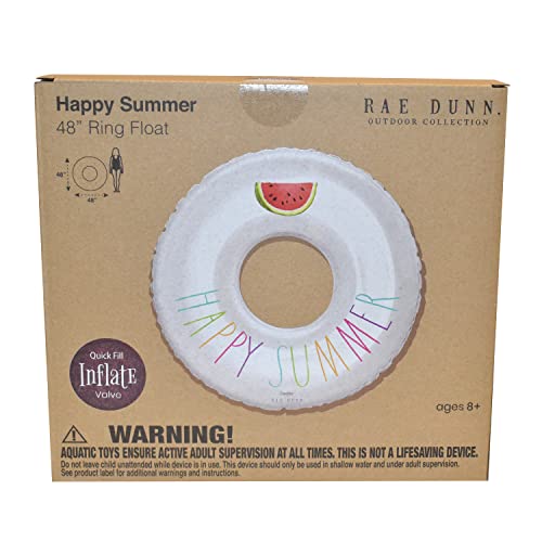 Rae Dunn Ring Float By Coconut Float - Colorful Happy Summer Theme - Adult Size Large 48 Inch Inflatable Raft & Durable Water Inner Tube - Stable Ride-On For Summer Parties & Swim Events #TOP7