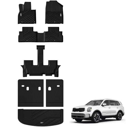 3W Floor Mats Fit Kia Telluride 2020-2024 2025 7&8 Seats