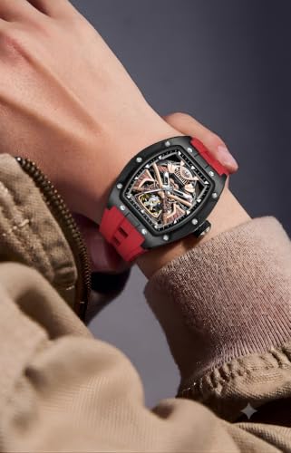Image of ALIX Men's Automatic Skeleton Self-Winding Water Resistant Chronograph Analog Watch