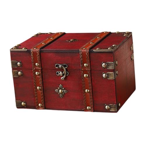 UxicRuya Caja organizadora de joyas, caja del tesoro, contenedor de joyería, caja de baratija para anillos, colgantes, dijes, Rojo