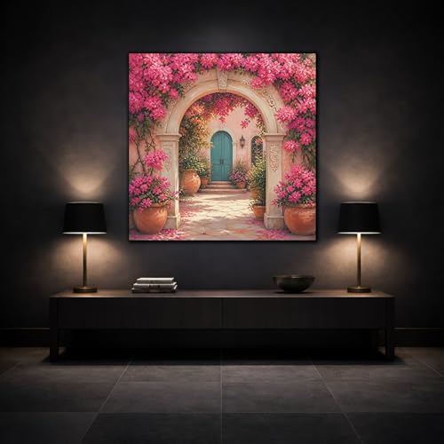 Tableau bougainvillier rose 15x15 cm impressionnisme pour salon - 3