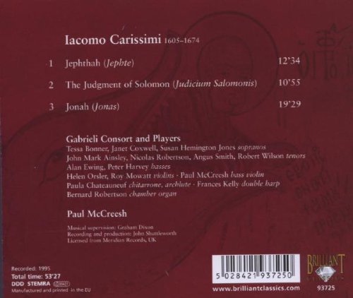 Giacomo Carissimi: Jephte - Judicium Salomonis - Jonas