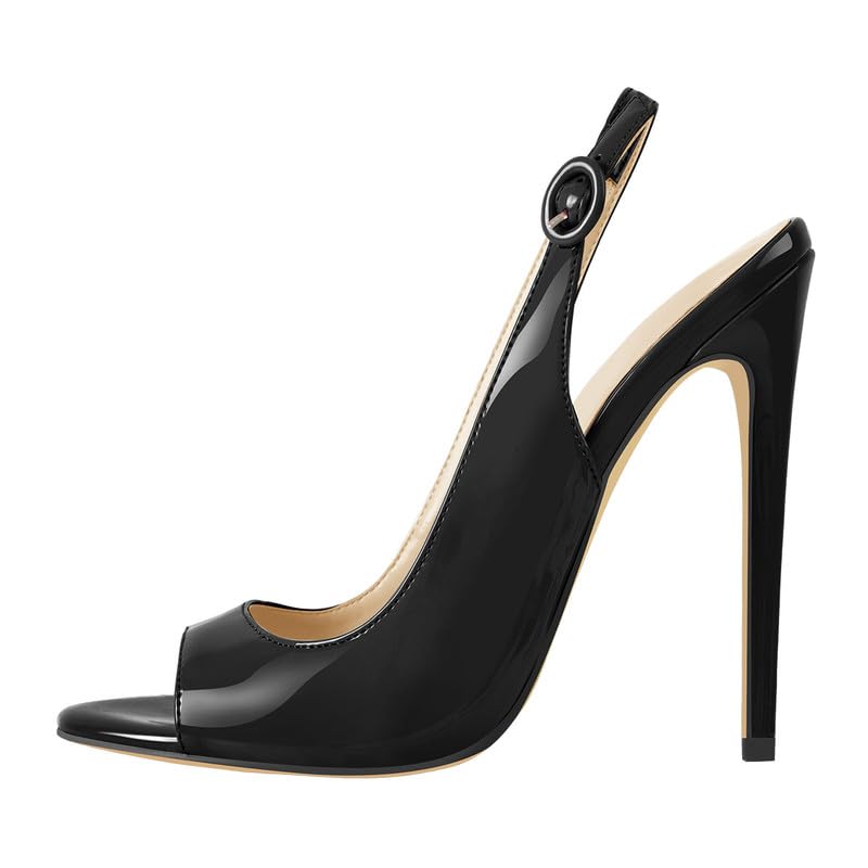 richealnini Slip On Peep Toe Stilettos High Heels Pumps