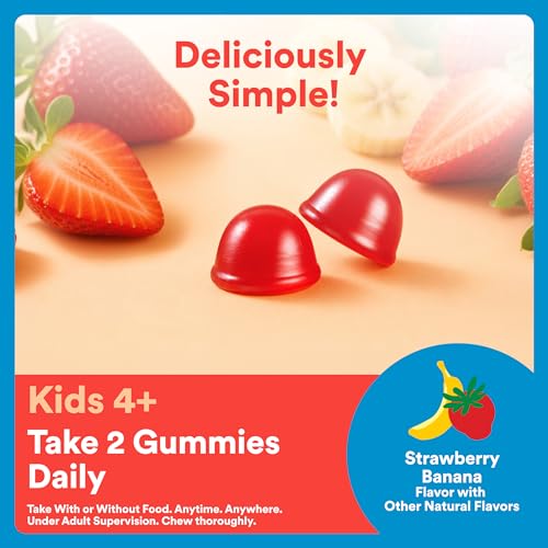 SmartyPants Kids Zero Sugar Multi & Omegas Multivitamin Gummies with Omega 3 ALA, Vitamins D, C, A, Plant-Based, Clean Label, No Sugar Alcohols, Strawberry Banana Flavor, 60 Gummies (30 Day Supply) - image 8
