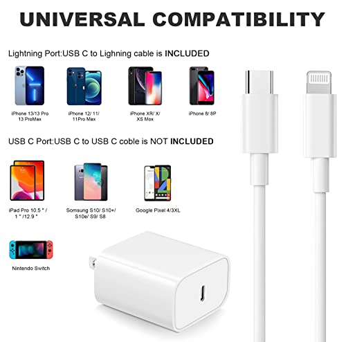 Iphone Charger,[Apple Mfi Certified ] 2 Pack 20W Pd Type C Wall Charger With 2 Pack 6Ft Usb-C To Lightning Cables Iphone Fast Charger Compatible With Iphone 14 14 Pro 13 13Pro 12 12 Pro 11 #TOP5