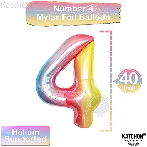 Image of KatchOn Rainbow Number 4 Balloon 40 Inch