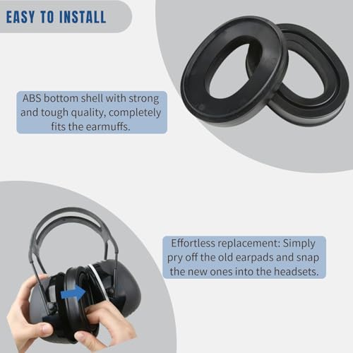 Image of Gel Ear Pads Cushions Compatible with 3M Peltor X1A-X5A Headsets, PROHEAR 037 /033, ZOHAN EM042 / 033, Peltor Tactical 100 300 500, Peltor 7004 (Snap in Type)