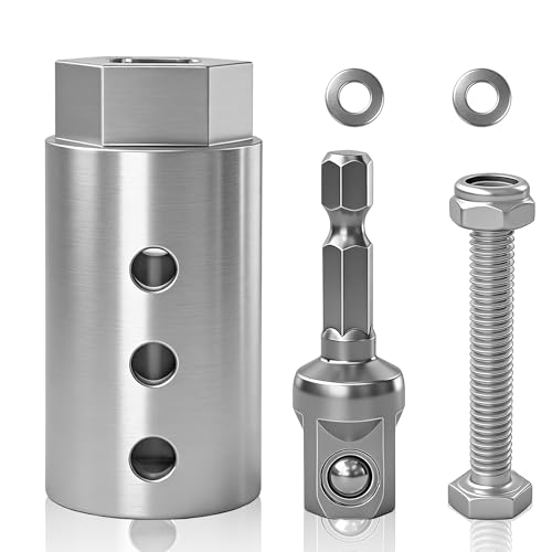 Trailer Jack Drill Adapter Kit, Fits 1-Inch Jack Drive Shafts, 2-in-1 Design for Electric Drill or Ratchet Use, Durable Stainless Steel with 1/2