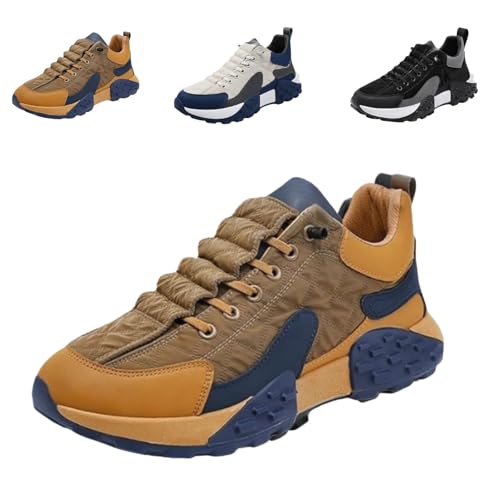 Kuisoe Orthopädische Herren-Sportschuhe mit Luftkissen Wasserdicht & Atmungsaktiv rutschfeste Einlegesohle Für Optimalen Halt und Komfort (Braun,43)