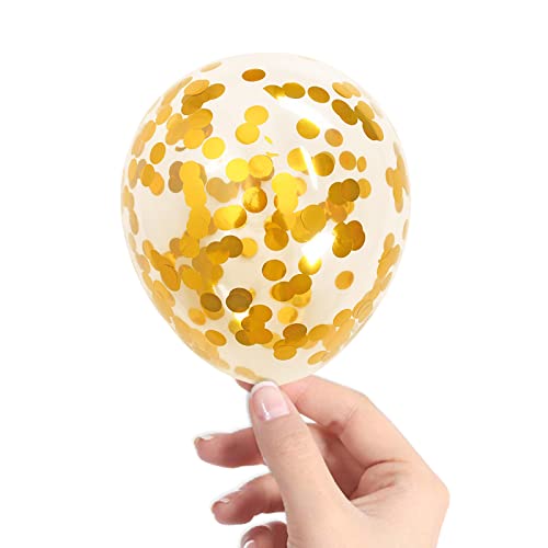 Image of Gold Confetti Balloons, 40 Pcs 5 Inch Clear Balloons with Confetti Inside for Graduation Engagement Cake Topper Decor Bridal Shower Baby Shower Birthday Party Decoration Supplies