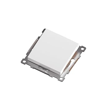 Euro Classic Flush-Mounted Light Switch, 1-Pin Off Switch, Rocker Switch On/Off, 16A/250V, White, with Frame, Wall Light Switch for Indoor, Living and Office Spaces