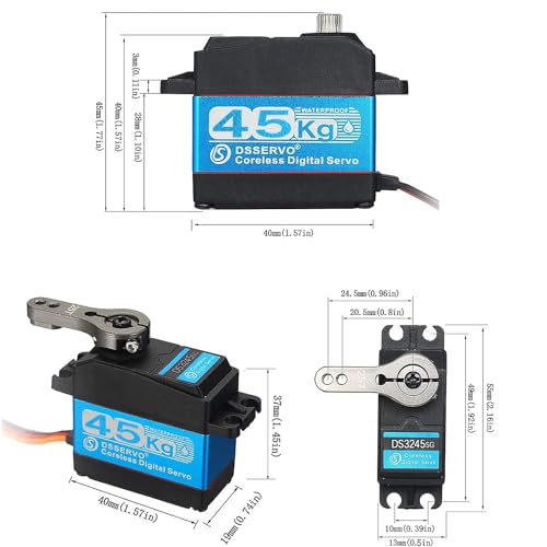Image of ZOSKAY Servo Motor 45KG high Torque Coreless Motor servo Metal Gear Digital and Stainless Steel Gear servo arduino servo for 1 /8 1 /10 1 /12 RC Car (Blue /45KG 270 Degree)