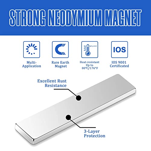 Magxcene Strong Rare Earth Magnets, Neodymium Bar Magnets Heavy Duty For Cabinets Refrigerator Tool Storage Science Industrial, 8 Pack #TOP2