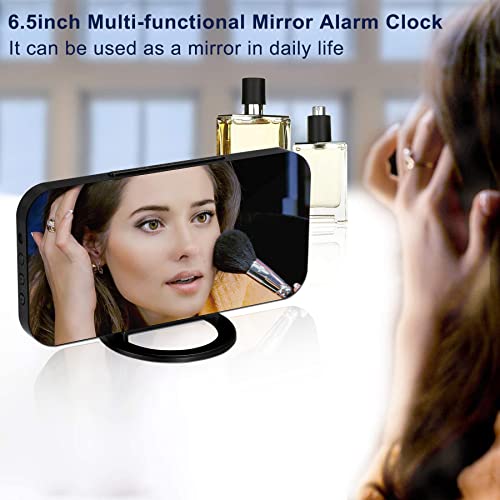 Szelam Digital Alarm Clock For Bedroom,6.5" Led Mirror Clocks Large Display,With 2 Usb Ports,Auto Dimming,Power-Off Memory,Modern Desk Clock For Kid Teen Girl Room Decor-Black #TOP1