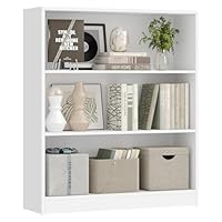 VASAGLE 3 Tier Bookcase with Adjustable Shelves, Children's Bookshelf and Storage Unit for Study Home Office, 80 x 24 x 93 cm, White LBC106T14