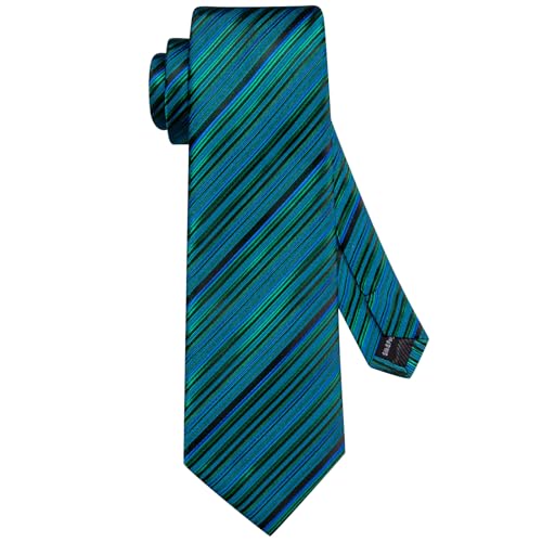 Hi-Tie Men Ties Sets Silk Stripe Paisley Necktie Pocket Square Cufflinks for Business Wedding - Image 4