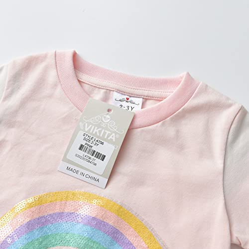 Image of VIKITA Girls Shirts Winter Long Sleeve Tops Print Tees for Girls,3-12 Years