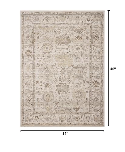 Image of Loloi Magnolia Home Pace Natural /Stone 2'-3 inch x 3'-10 inch Accent Rug | Magnolia Home by Joanna Gaines PAC-01 Approx. 2x4 Beige Entryway Kitchen, Vintage Inspired, Contemporary, Neutral, Accent Rug